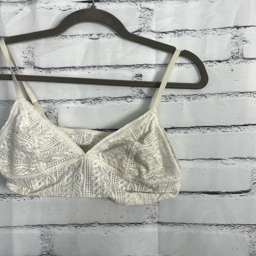 Aerie White Lace Bralette Wireless Women’s Large Soft Stretch Lined Crop Top Y2K - Picture 5 of 14